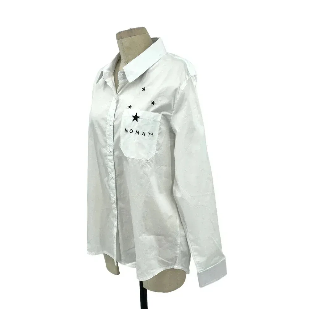 Monat Gear Monat Button Down Shirt White Start Logo‎ Size Medium - Image 7