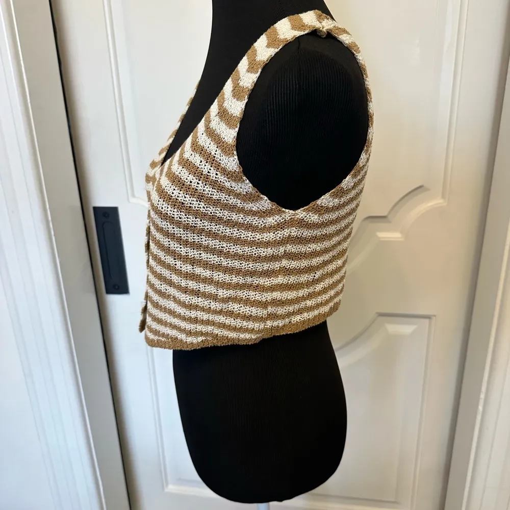 Altar’d State Striped Ariel Knit Sweater Vest Hook & Eye Top Cropped NWOT - Image 5
