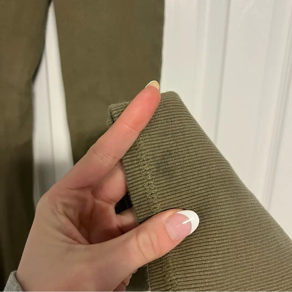 Out From Under Urban Outfitters Ryan Ribbed Flare Pants Olive Green - Image 8