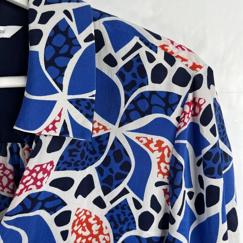 DVF Diane Von Furstenburg Sz 4 Lorelei Two Silk Blouse Button Front Career Work - Image 4