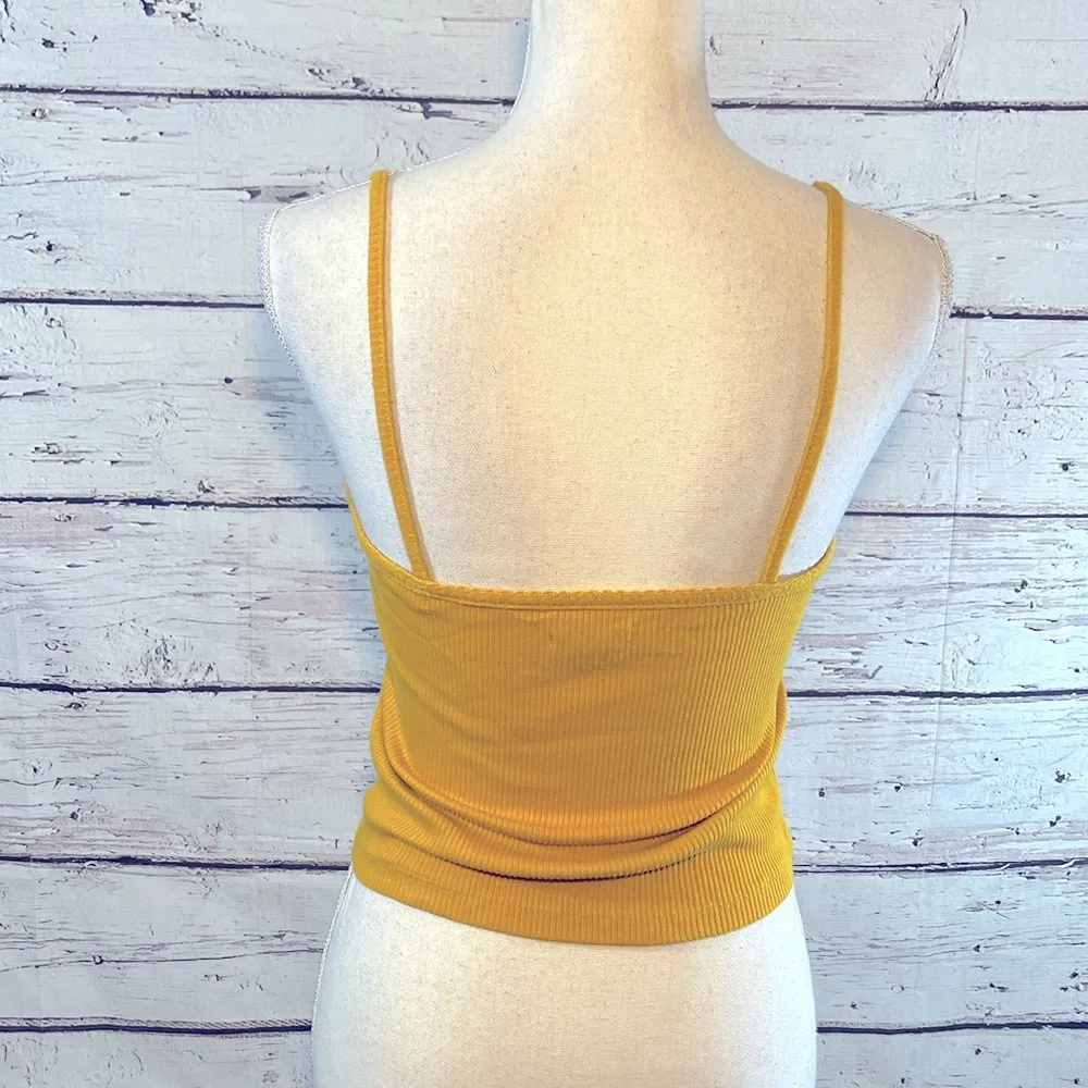 WILD FABLE Cami Top Cropped Ribbed Mustard-Small - Image 2