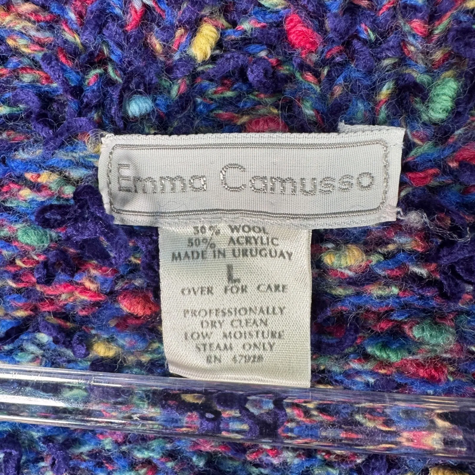 Emma Camusso Womens L Wool Blend Textured Chunky Knit Cardigan Sweater Uruguay Purple Size L - Image 2