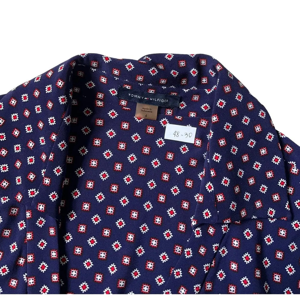 Tommy Hilfiger Blue Long Sleeve Knee Length Wrap Around Dress Size 6 | 48-30 - Image 4