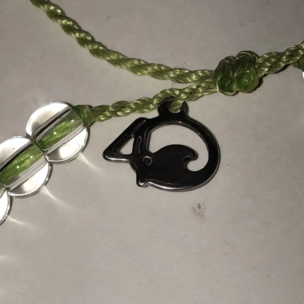 4Ocean Brand Clear and Green Beaded Boho Adjustable Bracelet - Image 3