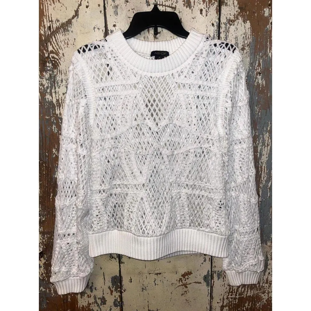 AS by DF Magnolia Sweater Top in White, size Medium White - Image 4