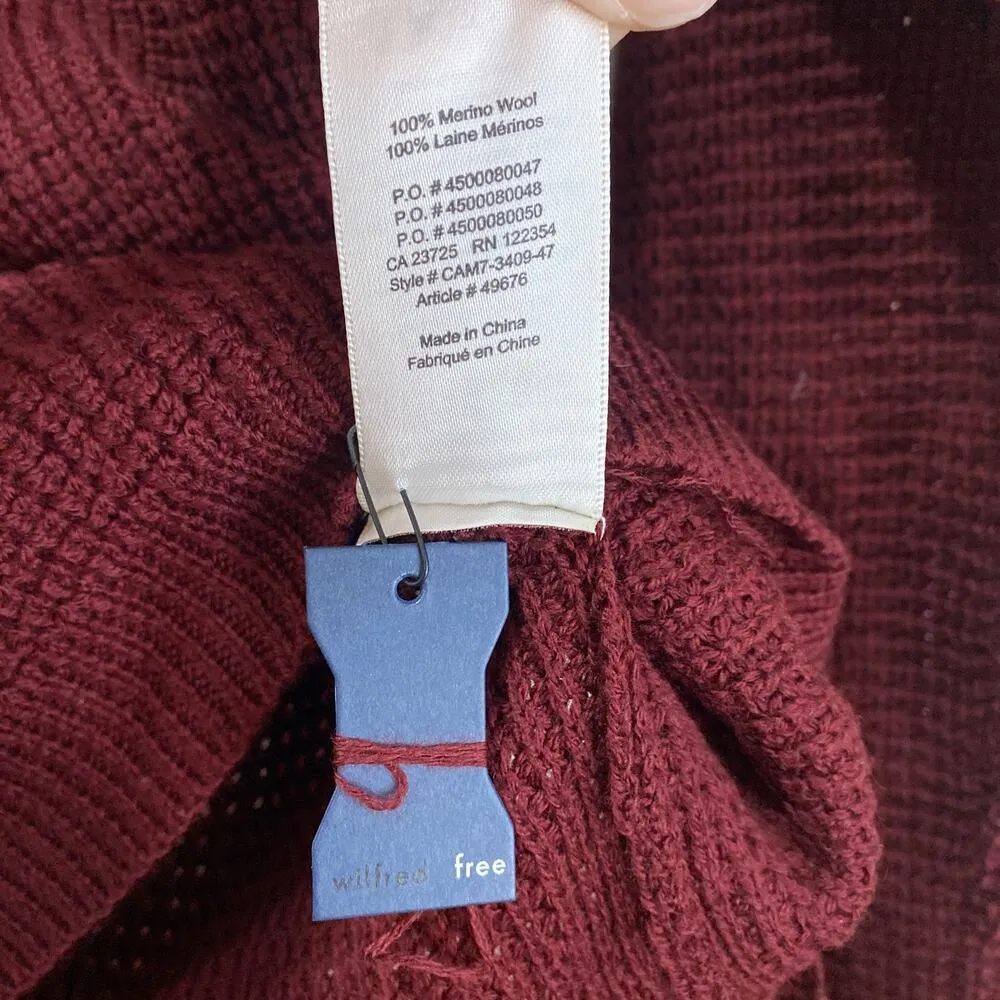 WILFRED Aritzia Merino Wool Sweater Knit Burgundy Red Crew Neck NWOT Size XXS - Image 6