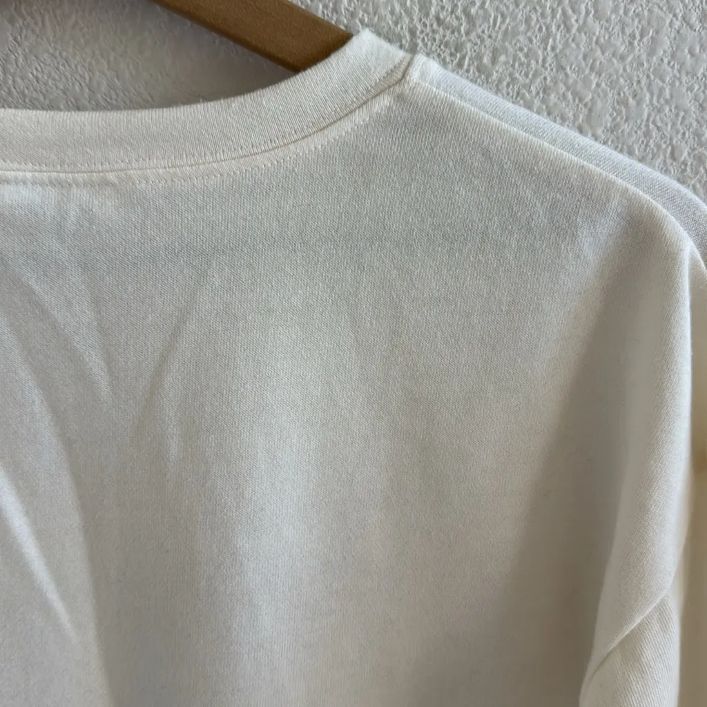 Woodstock “Make Love Not War” Sweatshirt Cream Lightweight Pullover XS Black - Image 6