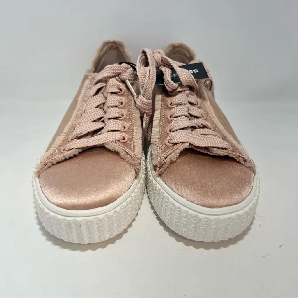 Express pink satin platform sneakers size US 8 NWT - Image 2