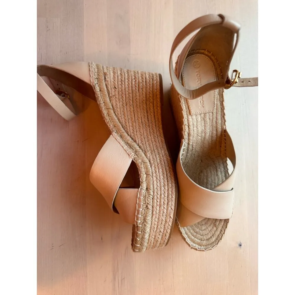 Tory Burch Tan Selby Espadrille Wedge Sandal size 11 - Image 4