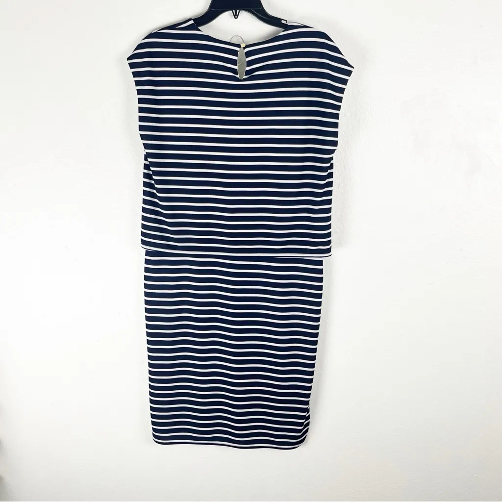 LAUREN RALPH LAUREN Blue White Stripe Sleeveless Side Pockets Lined Dress Medium - Image 2