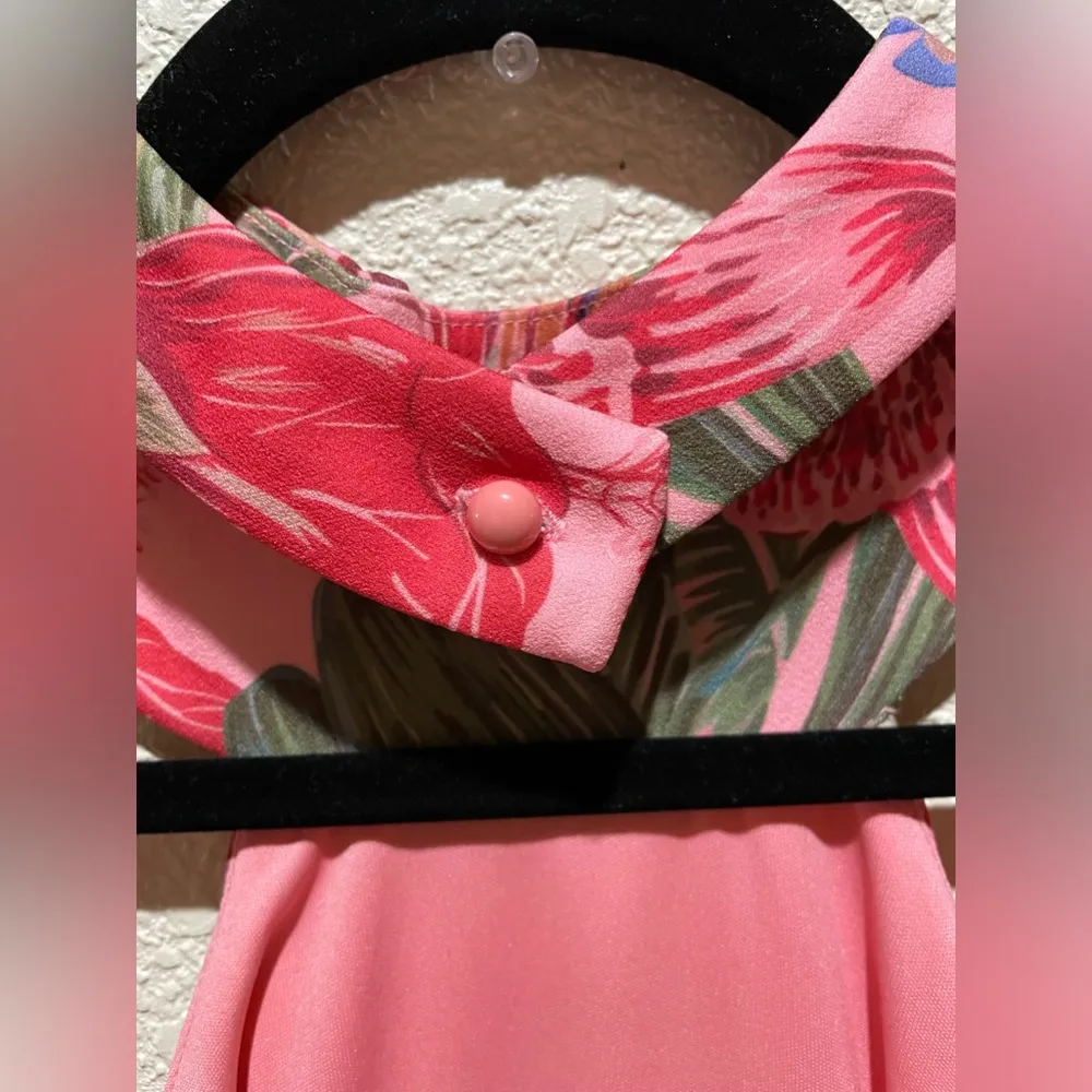 NWT BEBE Bodycon Halter Pink Tropical Dress Size L - Image 10