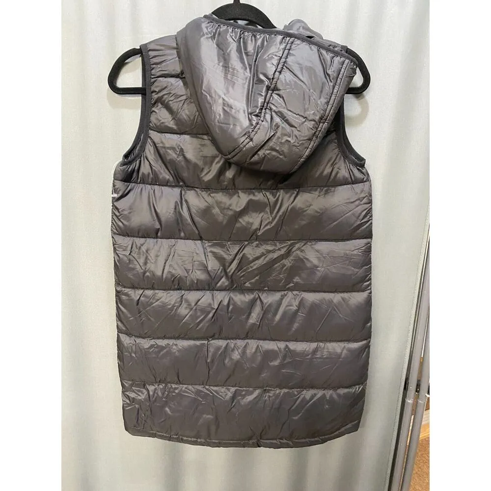 Urban Republic Vest Women's M(10/12) Silver Hoodie Full Zip Sleeveless C6 - Image 4