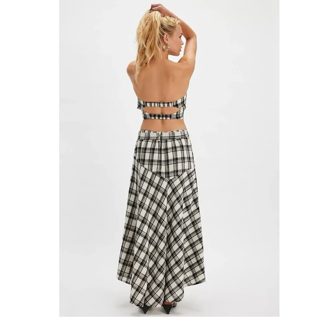 Free People Gingham Plaid Picnic After You Set Maxi Skirt Tube Top NWT Small - Image 7