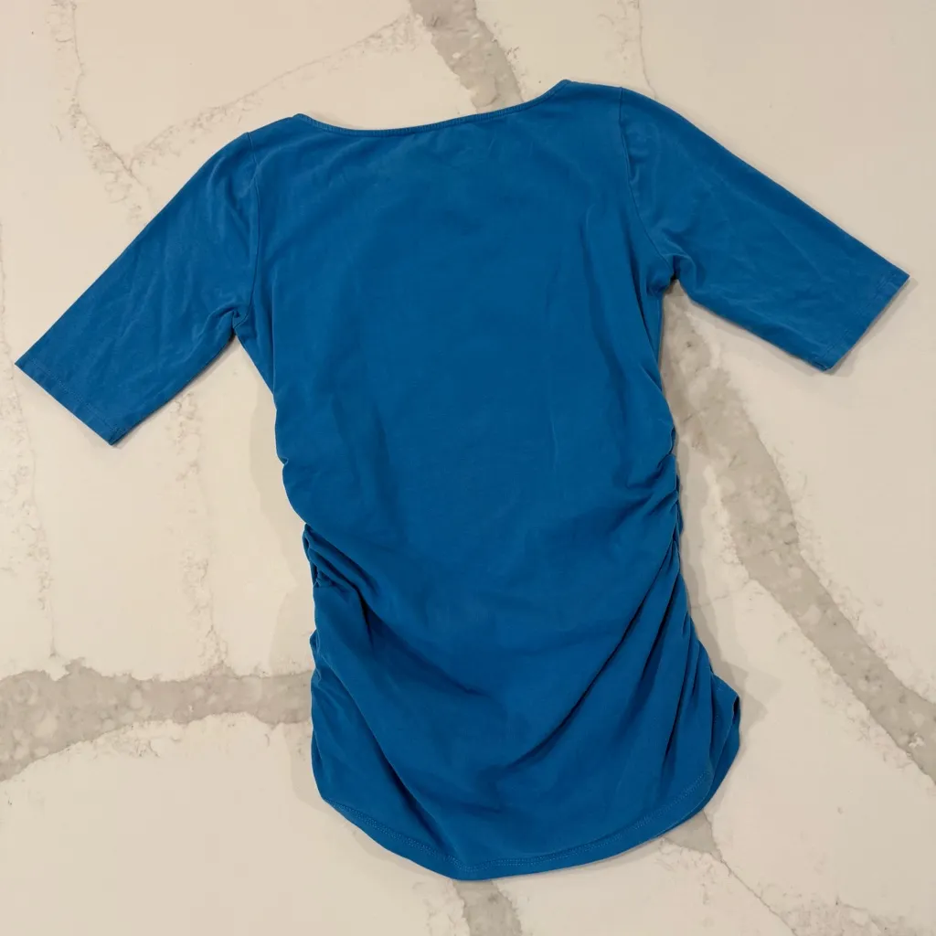 Boden Ruched Sides Short Sleeve Scoop Neck Top Women’s 8 Sky Blue Preppy Classic - Image 6