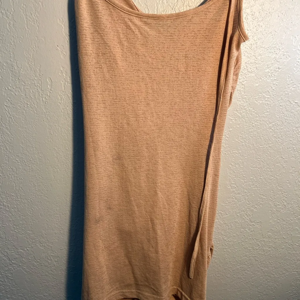 SHEIN Tan Light Pink Ruched Bodycon Mini Dress SZ S Y2K Sleeveless Sundress - Image 7