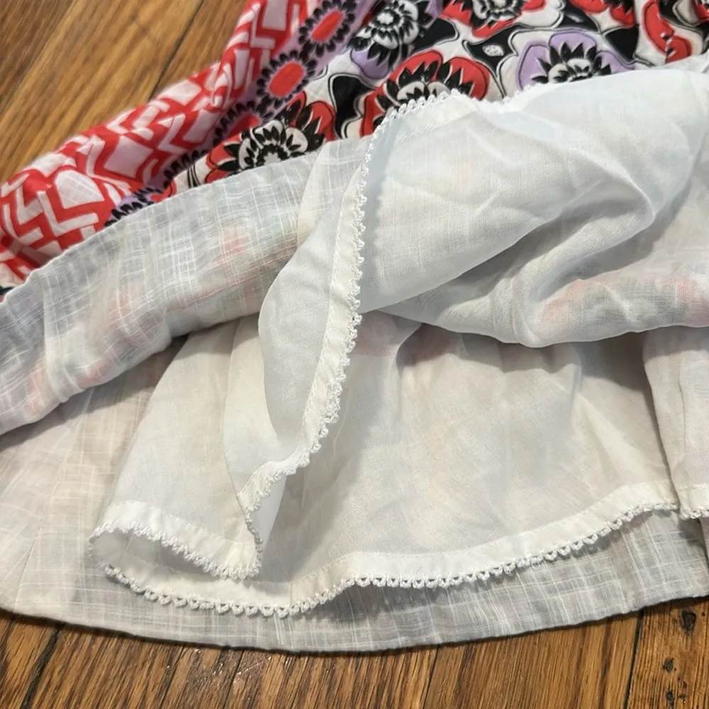 Anthropologie Beaded embroidered Bohemian Floral Print mini dress cotton 12 - Image 8