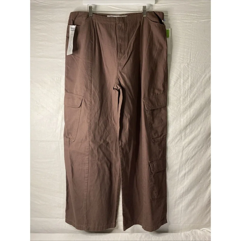 Tinseltown Cargo Pants Womens Baggy Wide Leg Mid Rise Brown Kohls Size 17/33 NWT - Image 2