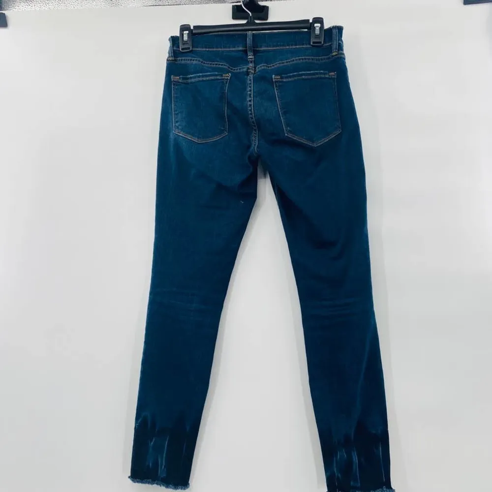 Frame Denim Le Skinny de Jeanne Crop Raw-Edge Jean Busted Knee Faded Thorpe 28 - Image 11