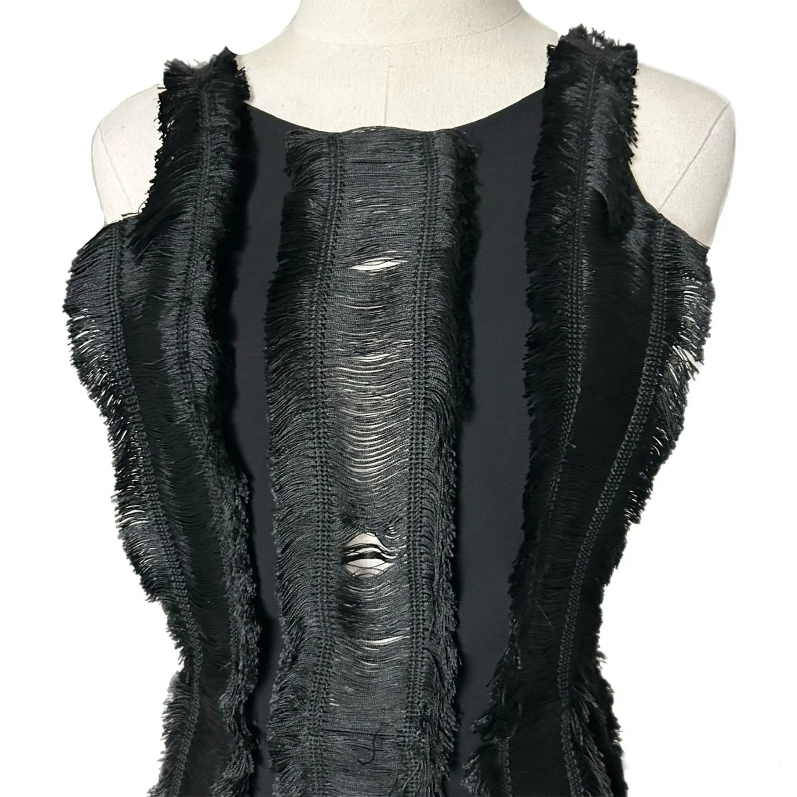 Sandro Rogee Fringe Cocktail Mini Dress in Black Size 1 Sandro 4 US - Image 3