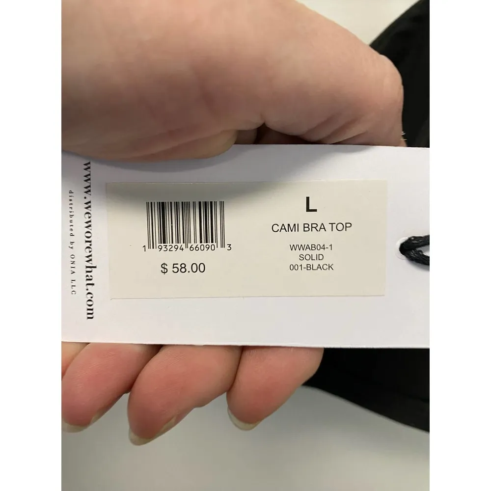 NEW We Wore What Cami Bra Top LARGE Black Athletic Bandeau Seamless Square Neck - Image 5