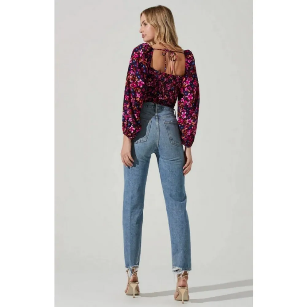 💕ASTR💕 Edwina Floral Corset Long Sleeve Top ~ Purple Floral Print XS NWT - Image 9