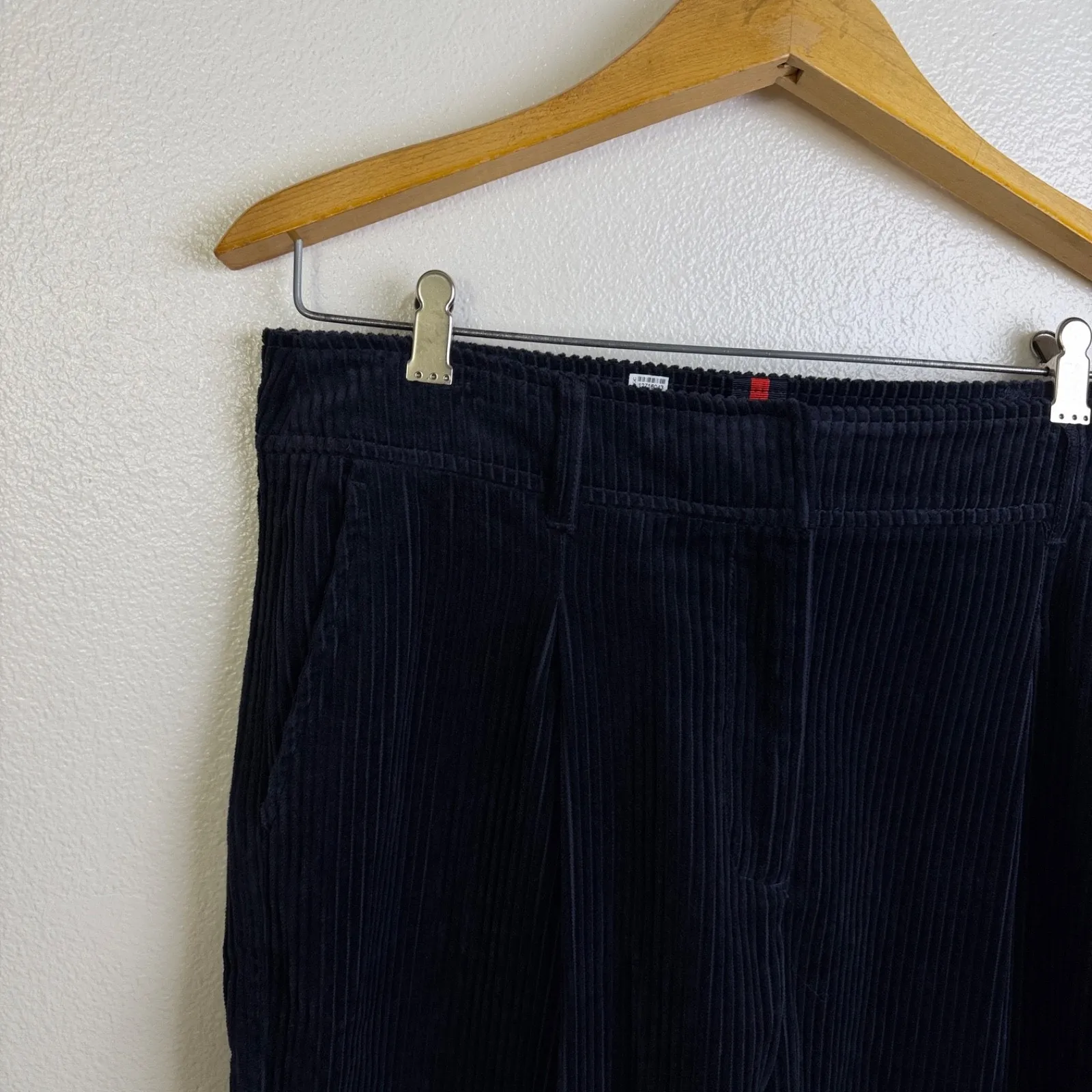 Boden Wide Leg Corduroy Pants Womens Size 12 Navy Blue Pleated 34x29 - Image 5