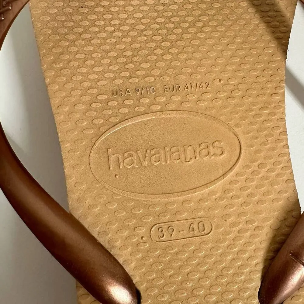 Havaianas Women's Slim Flatform Rose Gold Flip Flops Size 9-10 Pink Summer - Image 6