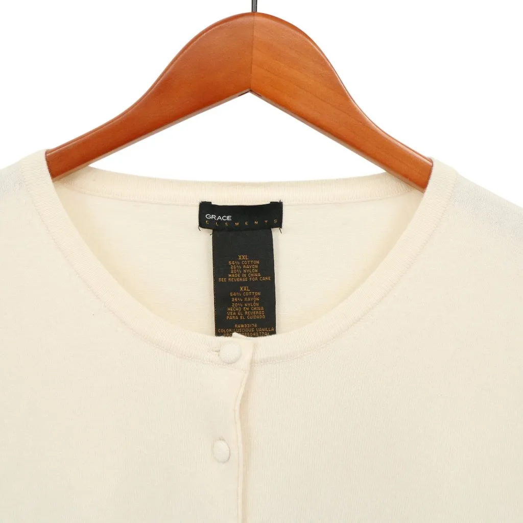 NWT Grace Elements Button Front 3/4 Sleeve Cardigan Vanilla Ivory Sweater XXL - Image 2