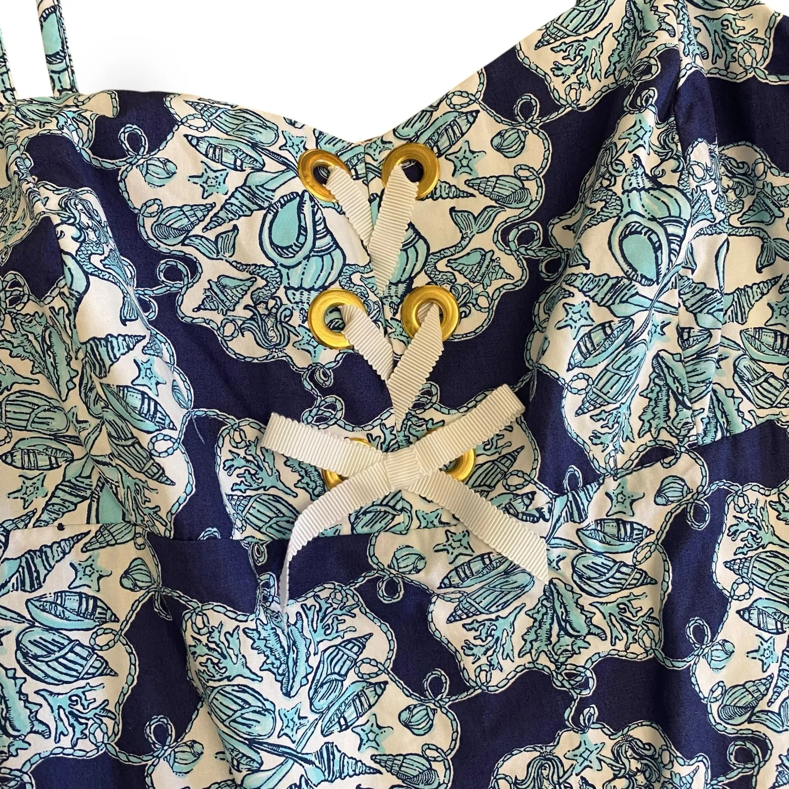 Lilly Pulitzer Rilee Hey Sailor Lace Up‎ Navy White Mermaid Dress Size 6 Sirens - Image 5