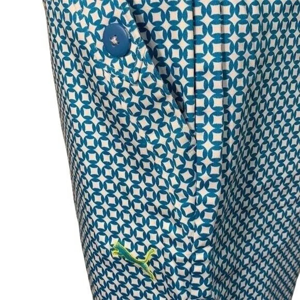Puma Womens Bermuda Golf Shorts Turkish Tile Print Sporty Teal White Medium - Image 9