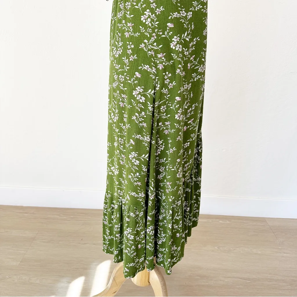 Lulu’s Missie Olive Green Floral Print Ruffled Tie-Back Midi Dress NWOT | Small - Image 9