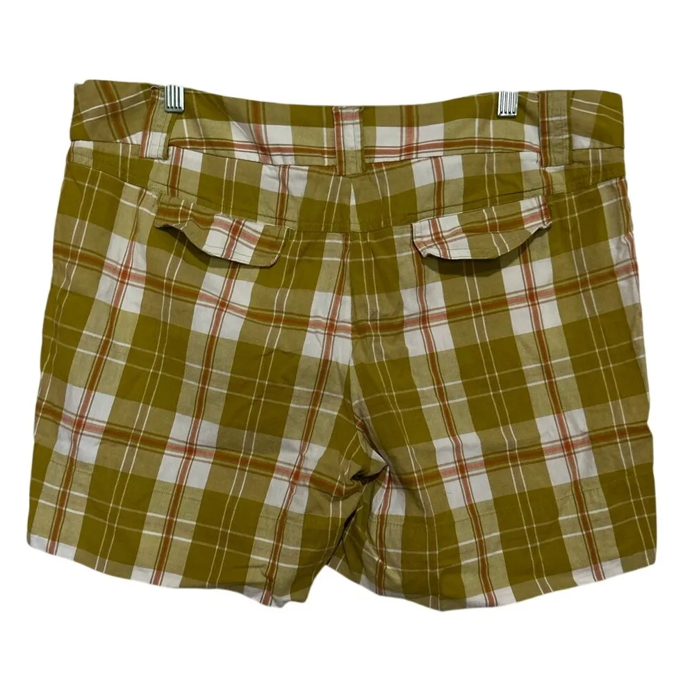 J. Crew Women's Green Pink White Plaid City Fit Side/Back Pockets Shorts Size 14 - Image 2