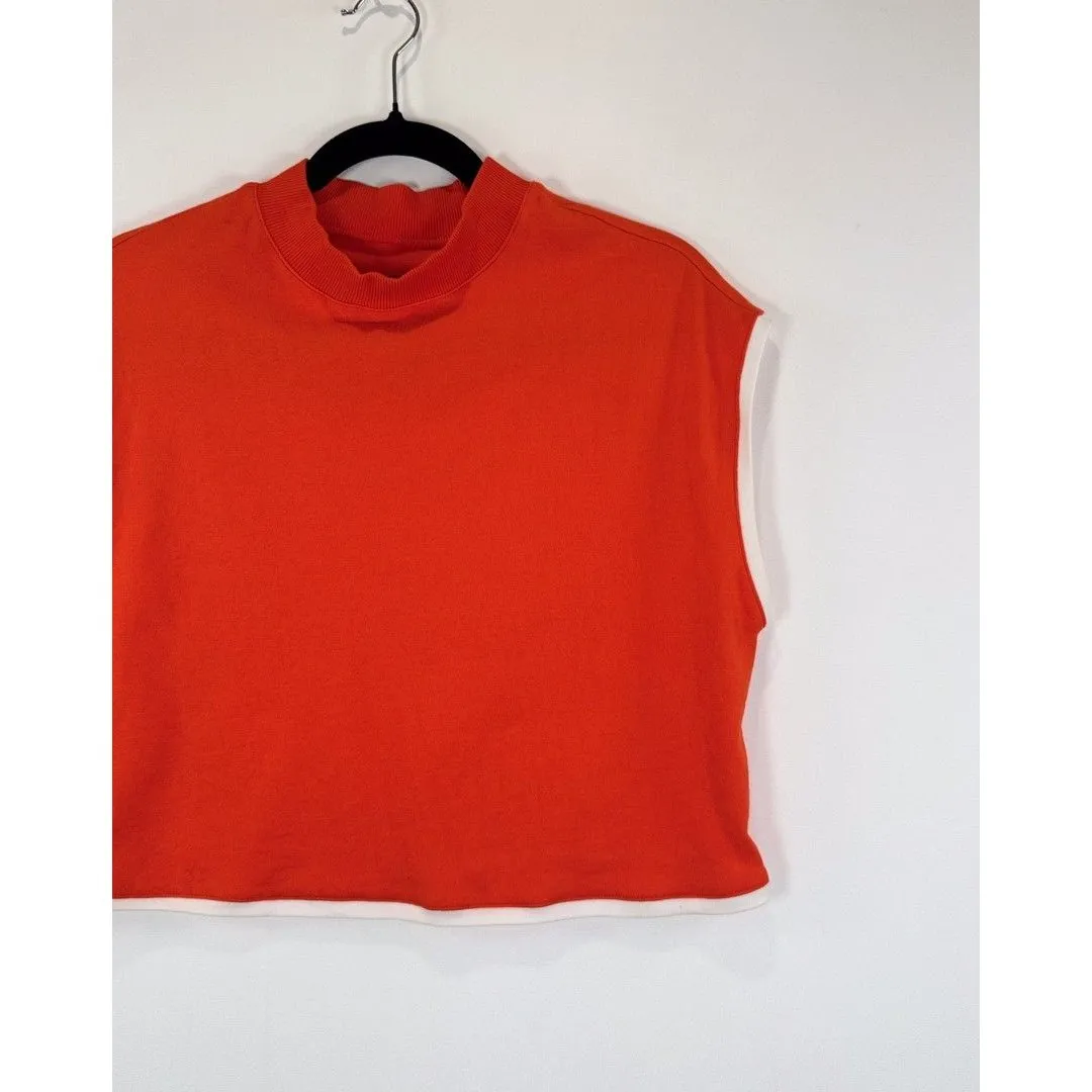 Anthropologie Maeve Womens Top Orange Cropped Mock Neck Sleeveless Blouse Medium - Image 4