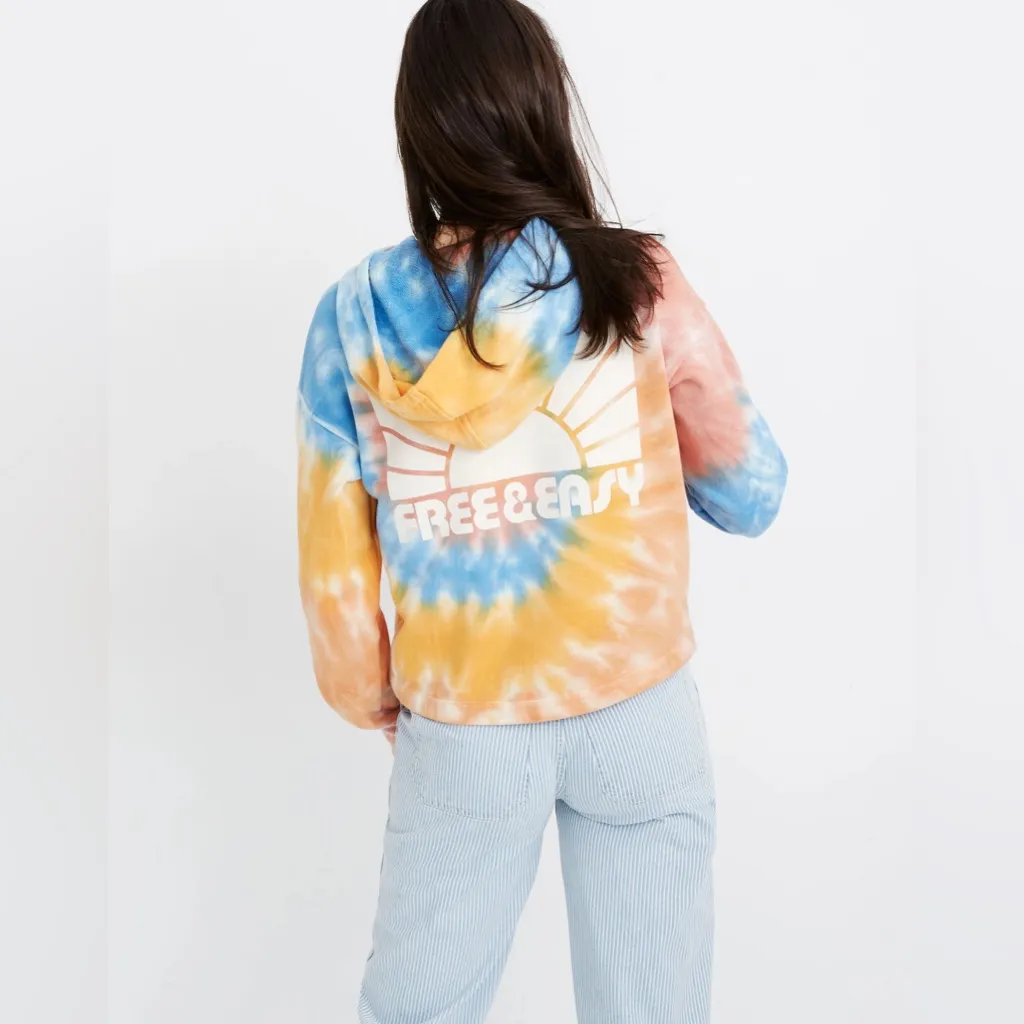 Madewell x Free & Easy® Tie-Dye Hoodie Sweatshirt Pink/Orange/Blue XL - Image 3