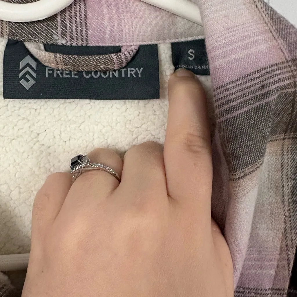 Free Country Primrose Flannel Faux Fur Insulated Snap Button Shirt Shacket Small - Image 5