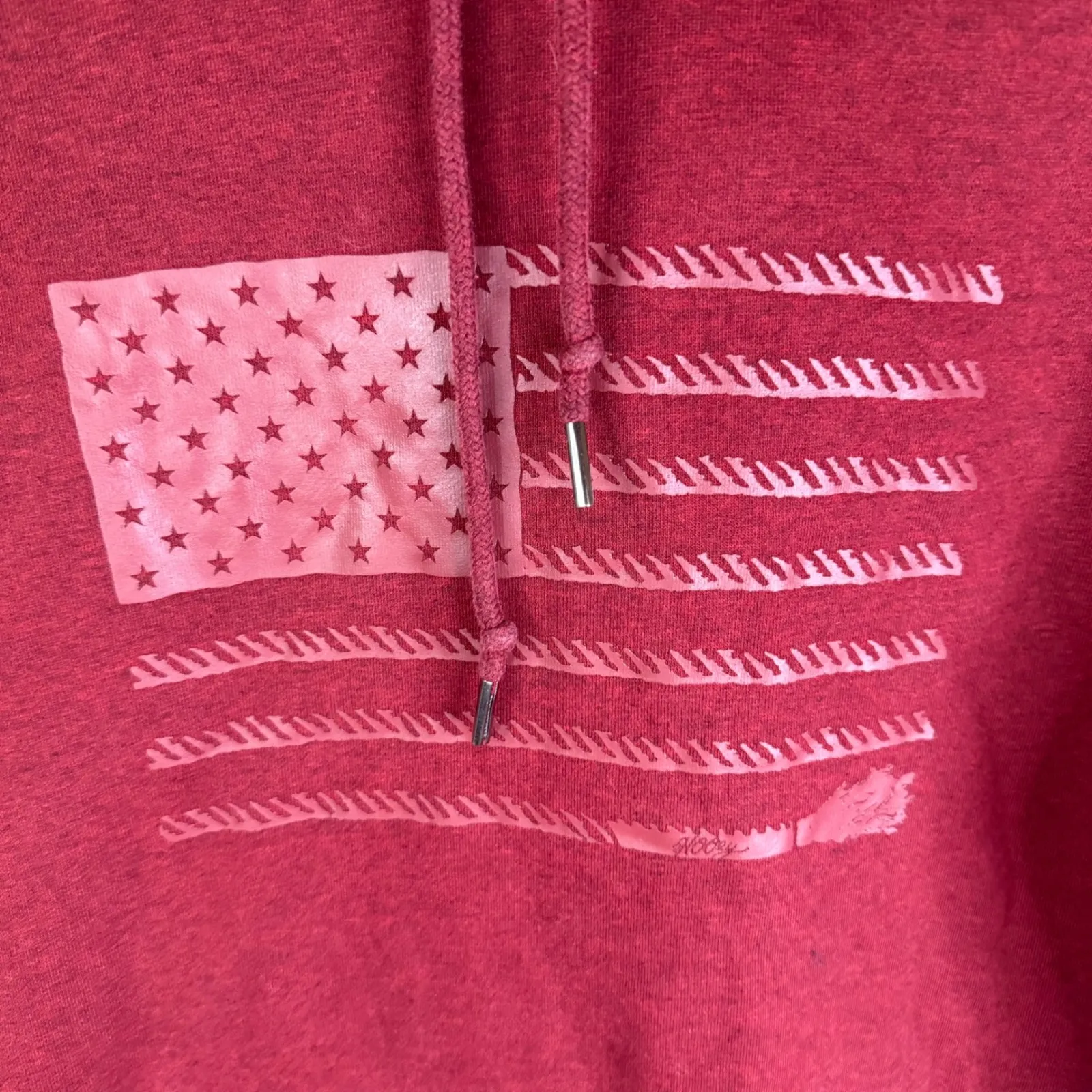 Hooey "Liberty‎ Roper" Red Heather Rope Flag Hoodie HH1178RD Small USA - Image 3