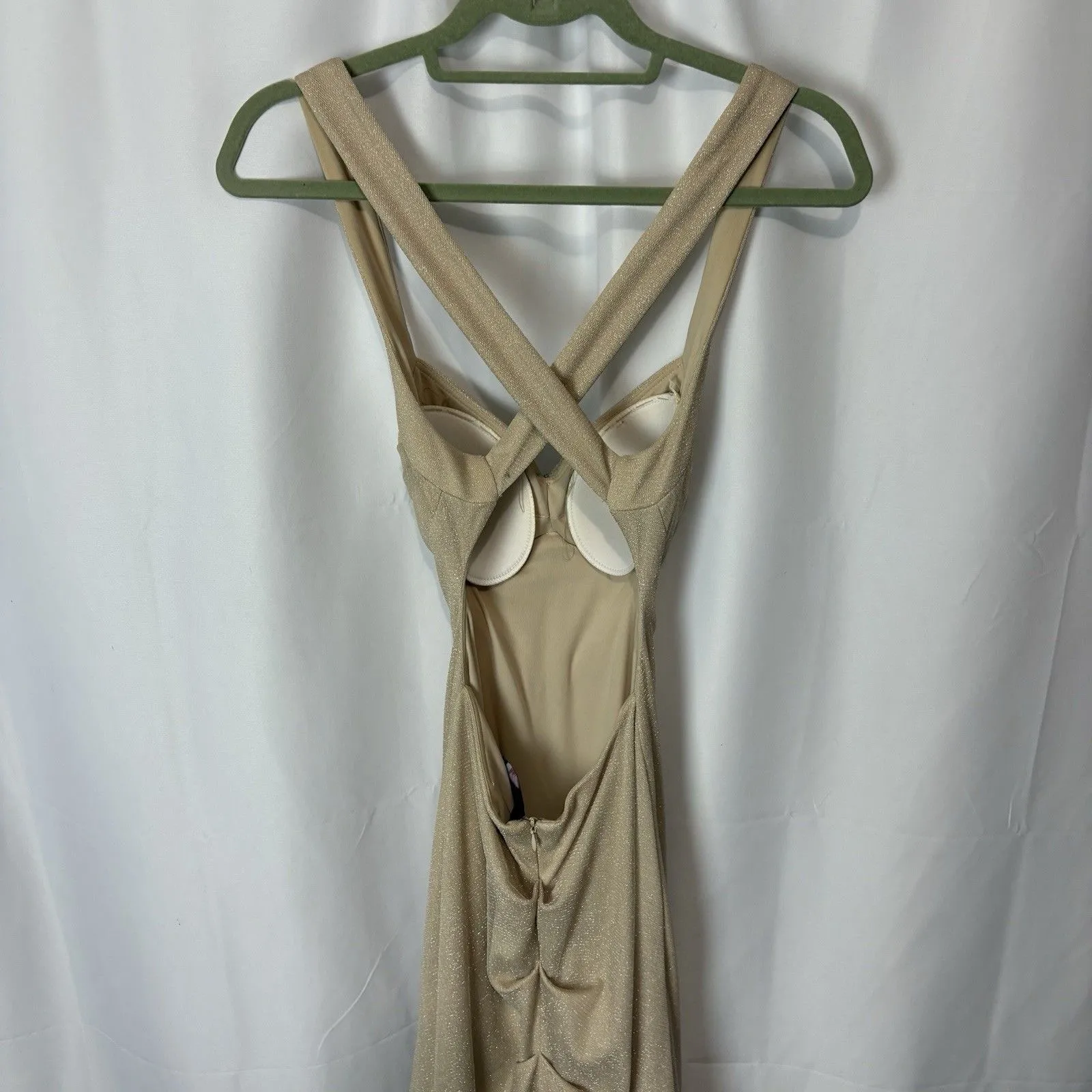 Blondie Nites Prom Formal Dress Nude Tulle Glitter Backless Mermaid Bodycon Sz 3 - Image 7