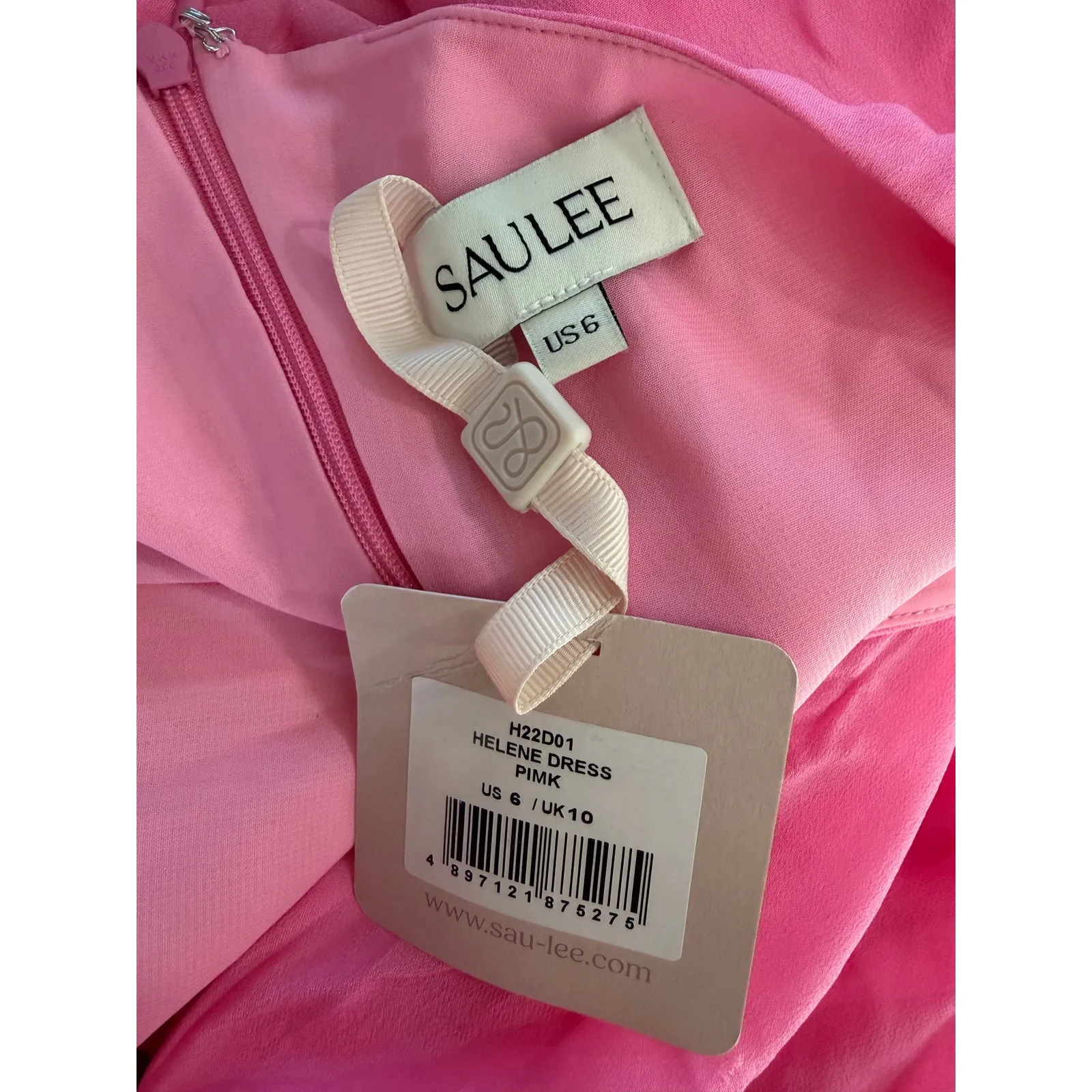 Sau Lee Helene One Shoulder Elegant Side Ruched Split Hem Pink Dress $450 size 6 - Image 3