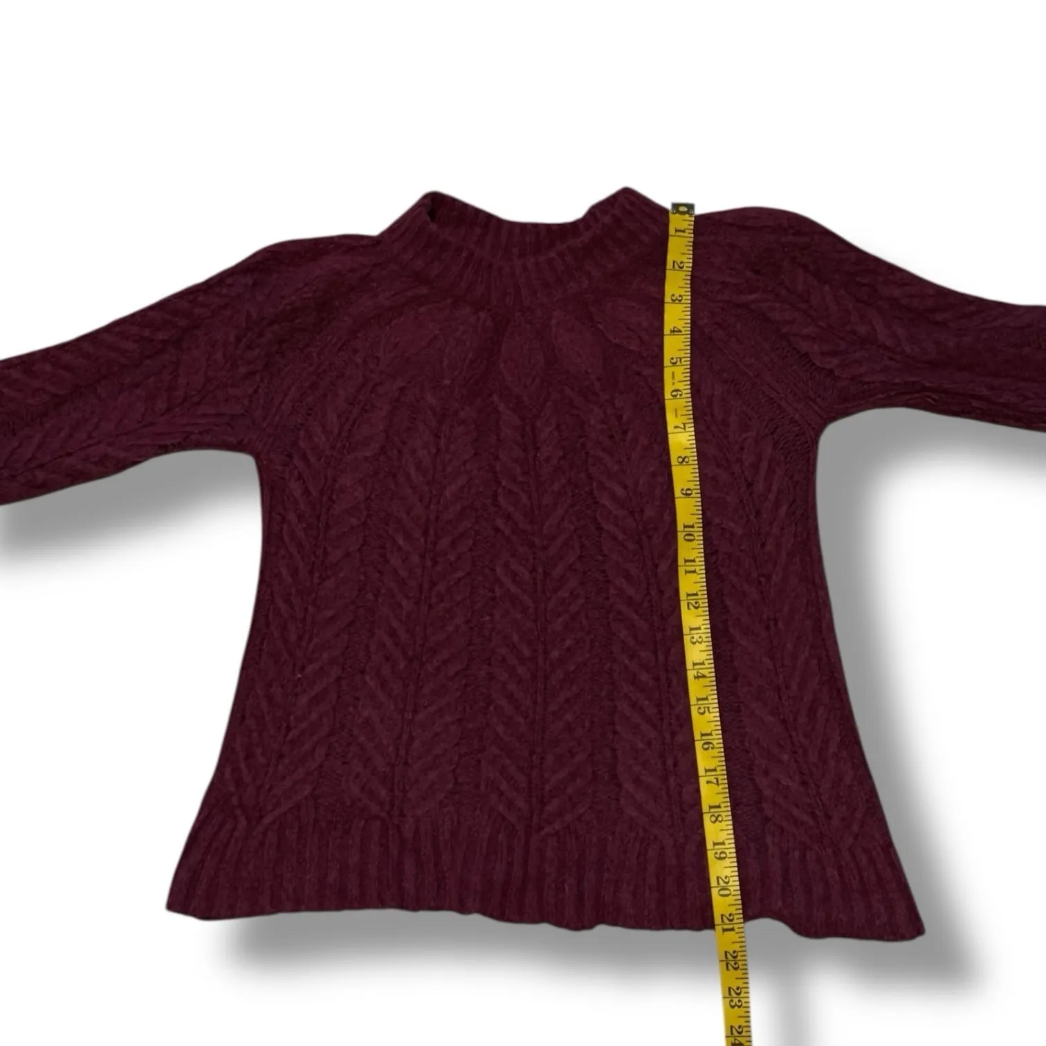 Tuckernuck‎ Peacock Sweater Womens Merlot Wool Fisherman Cableknit Crewneck  XS - Image 5