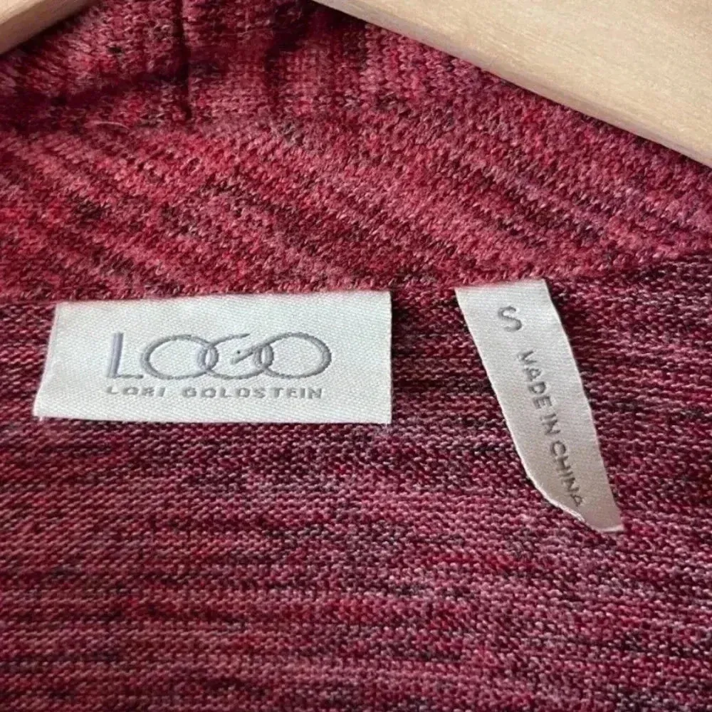 LOGO Lori Goldstein Burgundy/Wine Sweater, Faux Suede Sleeves - Size Small - Image 9