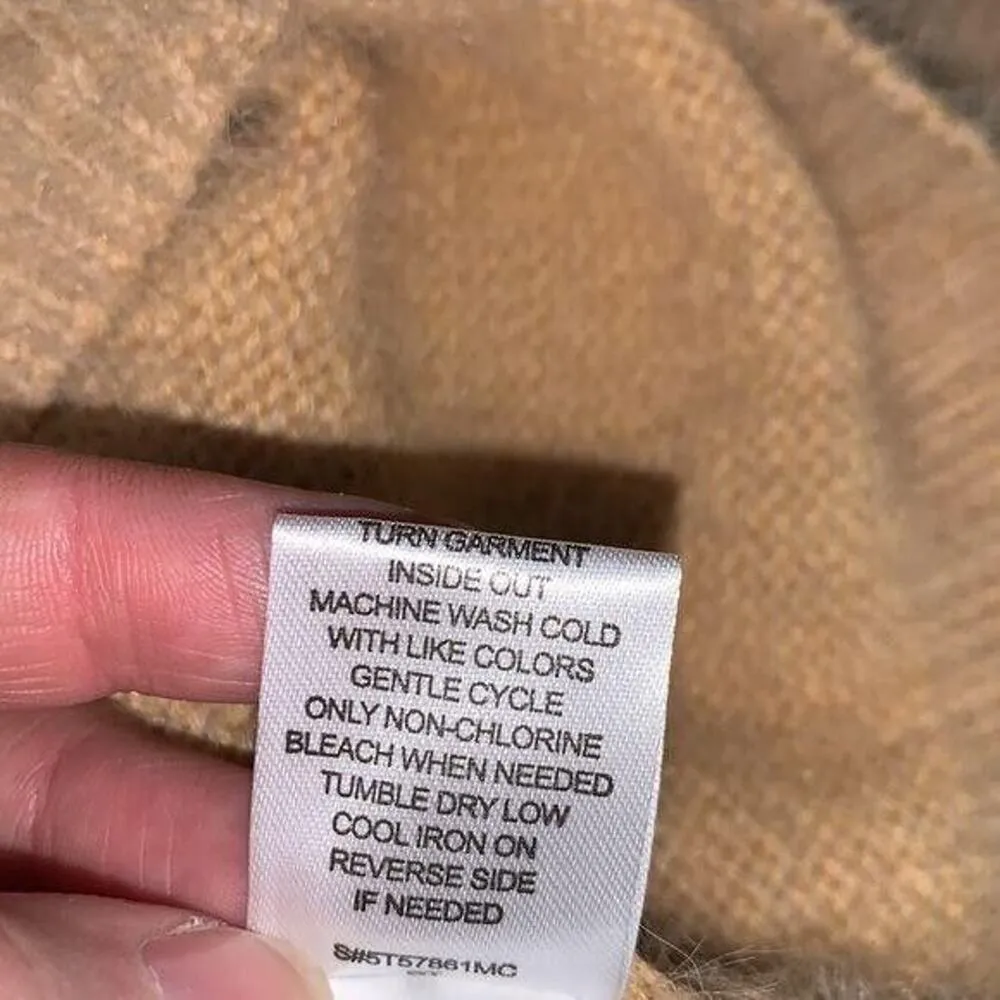 Sun and Moon Womens Pullover Sweater Funnel Neck Fuzzy Long Sleeve Knit Beige XS Tan - Image 10