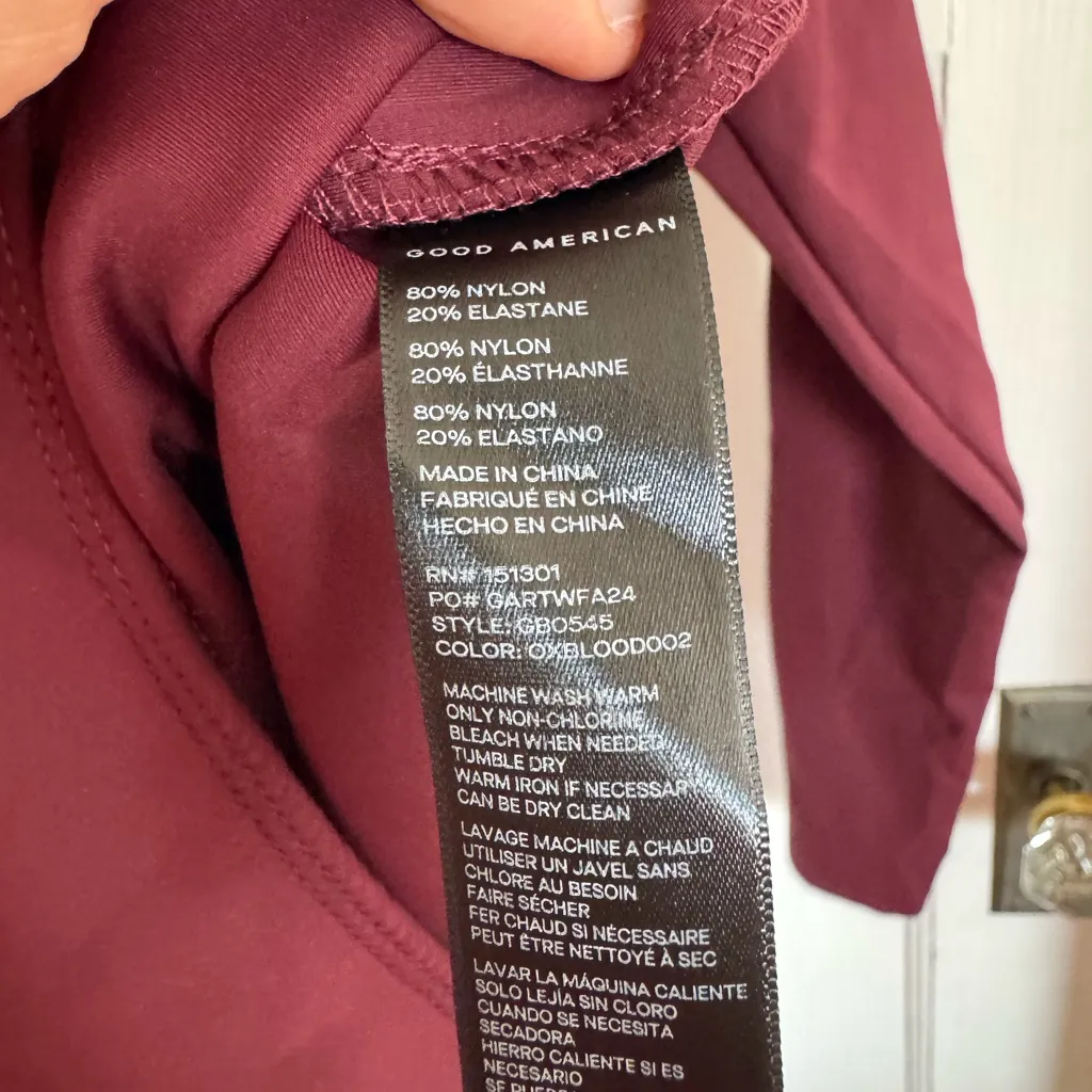 Good American Burgundy Scuba Scoop bodysuit size large - Image 6