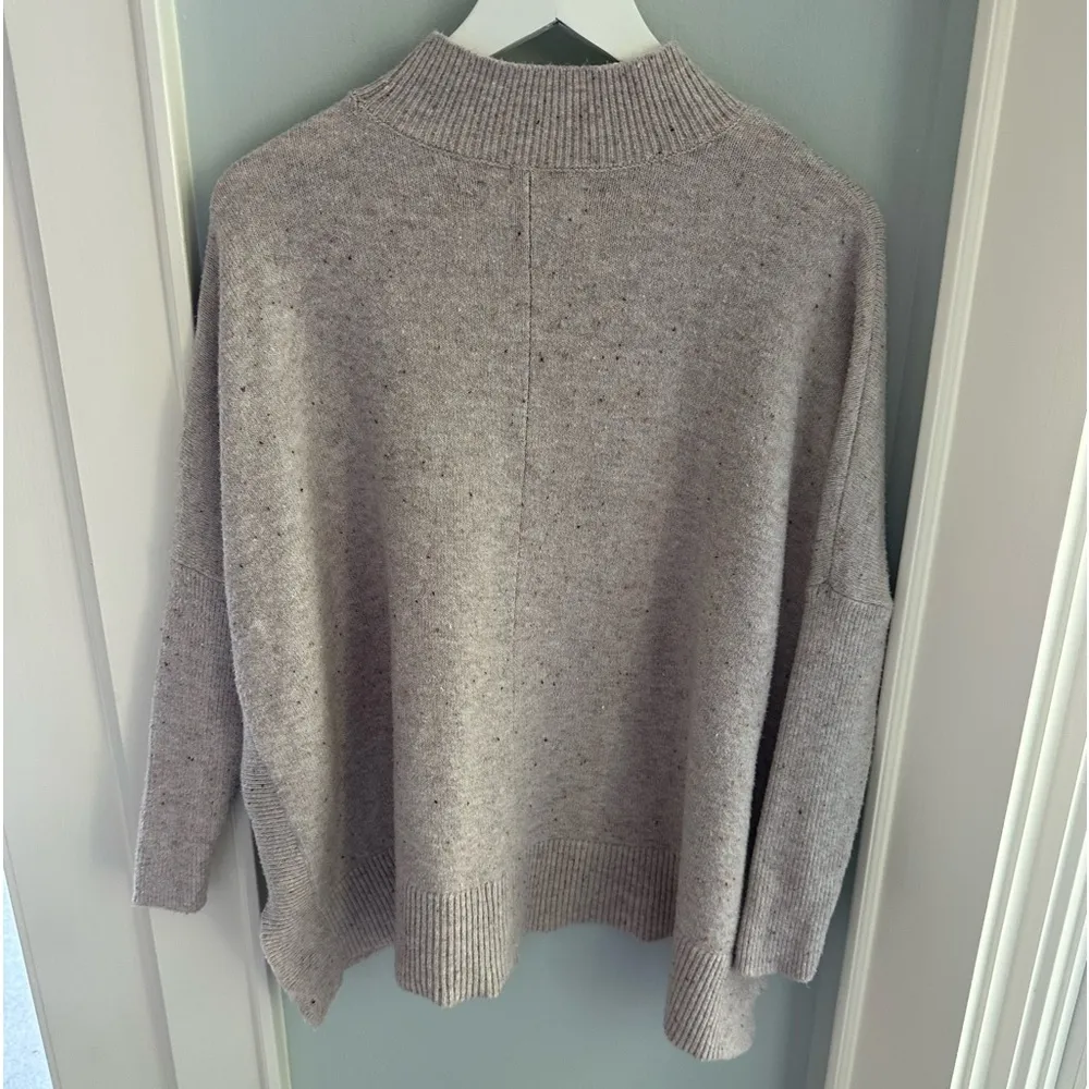 LOFT Flecked Rib Trim Poncho Sweater - Image 5