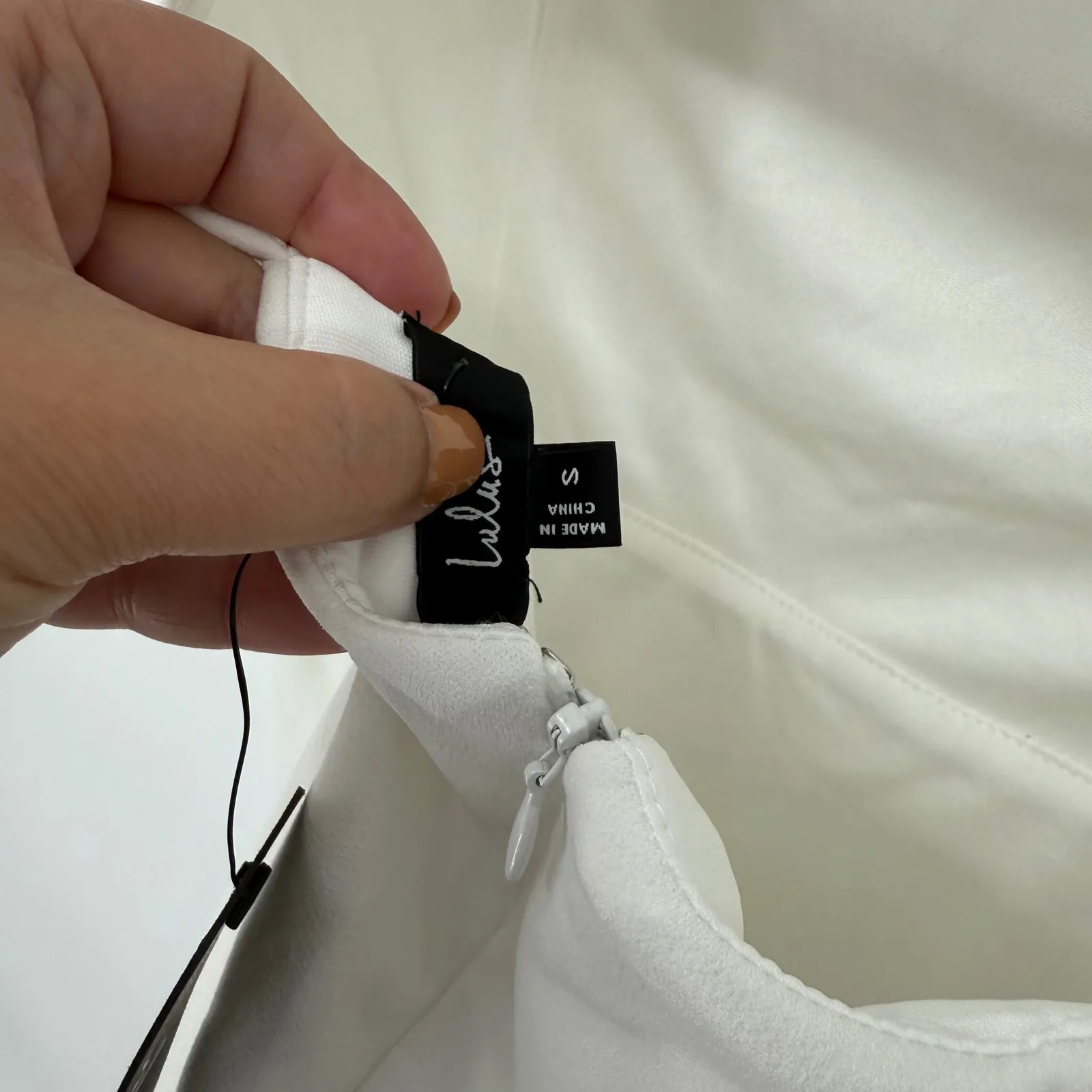 Lulus‎ Beaming Perfection White Pearl Organza Tie-Strap Mini Dress Size S - Image 8