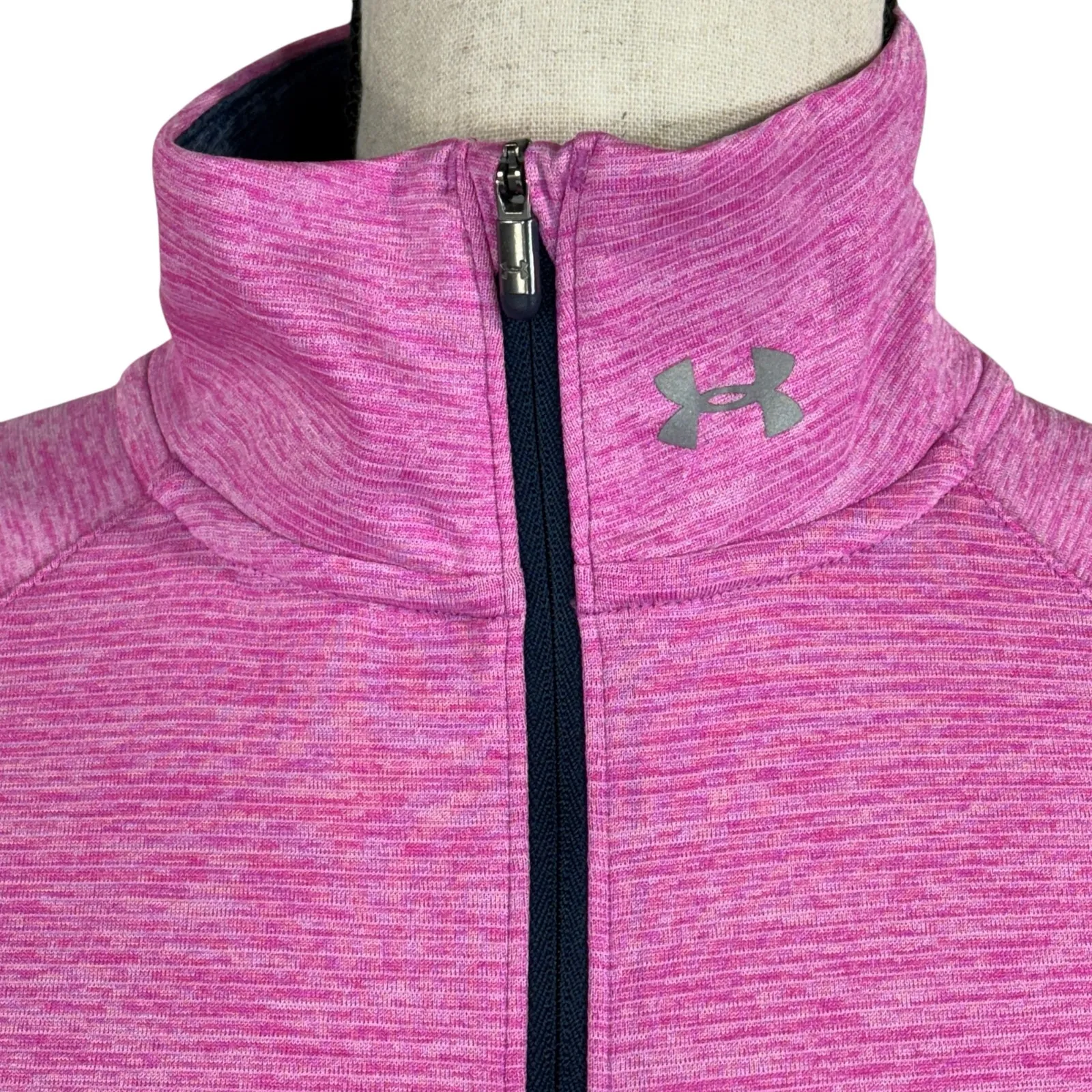 Under Armour X-Small Threadborne Fitted 1/2 Zip Pullover Top HeatGear Zip Pocket - Image 2
