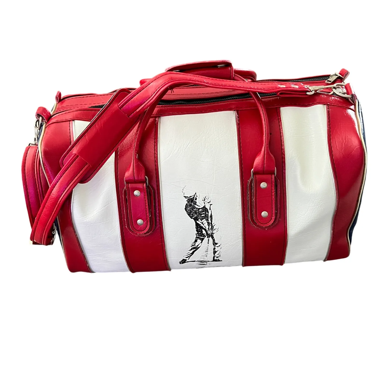 BEN HOGAN Vintage Rare Leather Duffle Travel Golf Bag Strap Excellent Condition Red - Image 2