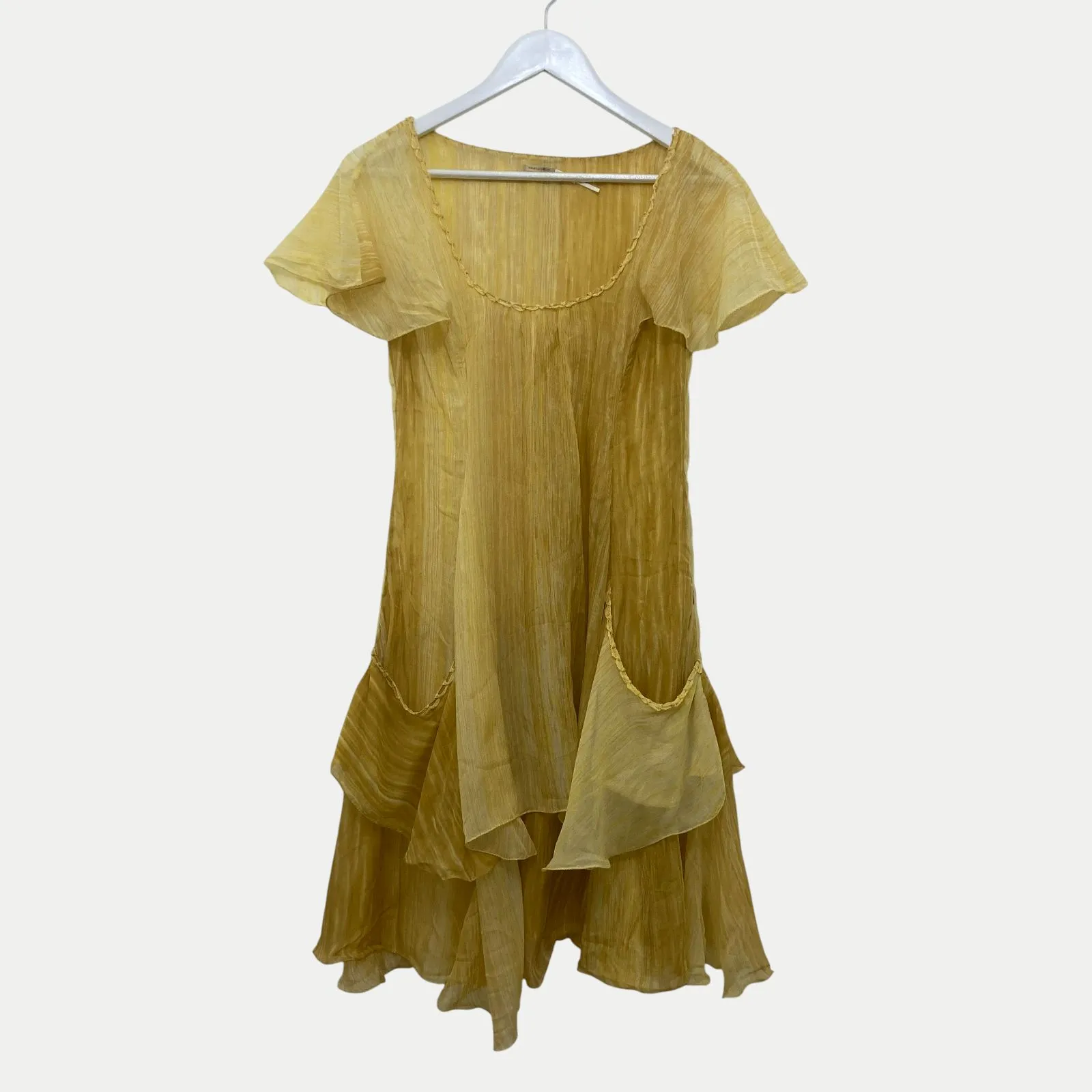 Max Studio Golden Yellow Silk Ruffle Dress | Special Edition | Size S - Image 3