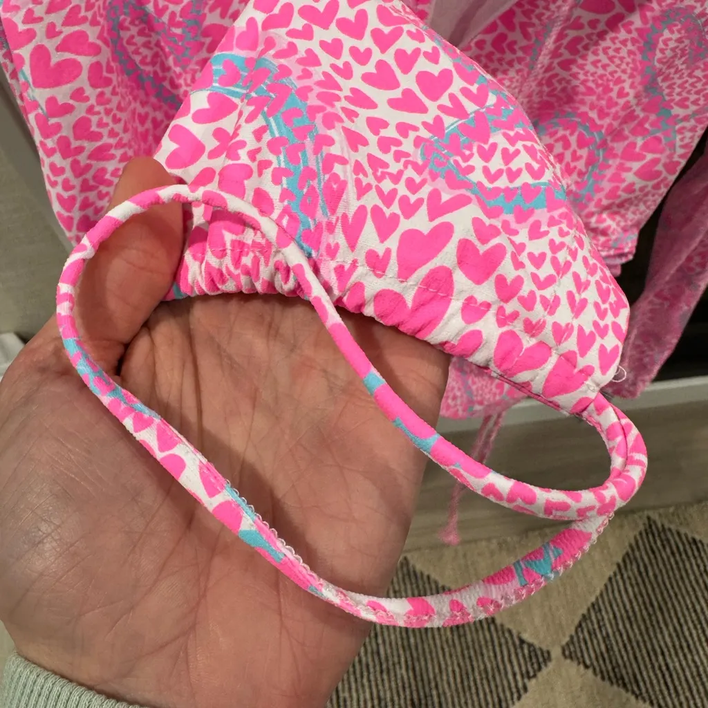 Beachtime By Lulu B Neon UPF + Cooling And Protecting Sun Dress XS Heart Print Pink - Image 8