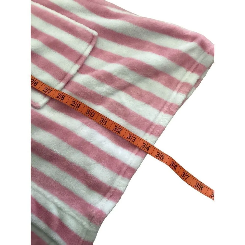 PJ Couture Striped Fleece Bath Robe Sleepwear Pajamas Pink Size L - Image 10