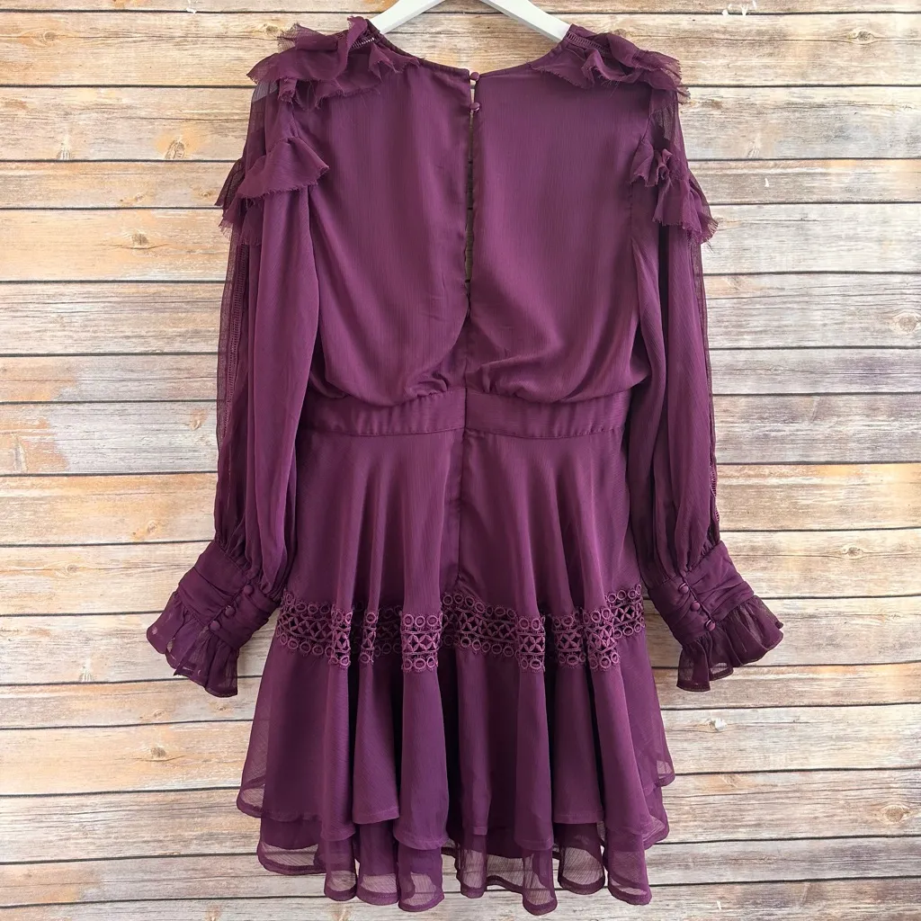 Anthropologie Not So Serious Dress Women’s Size 8 Plum Purple Mini Ruffle NWT - Image 2